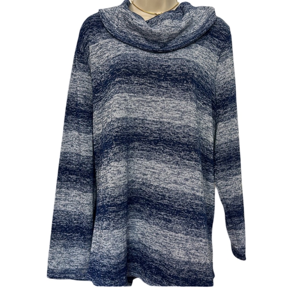 Talbots Blue Marled Cowl Neck Sweater
